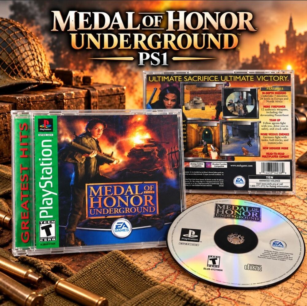 Medal of Honor Underground Greatest Hits Sony PlayStation PS1 Game Pre Owned